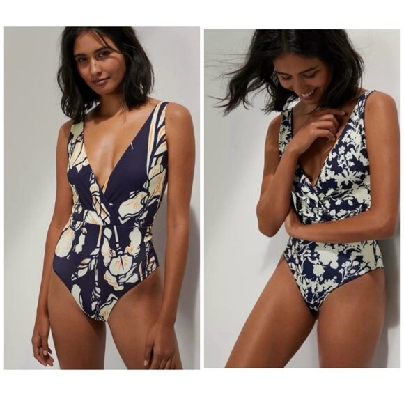 Maaji Reversible Floral V-neck Skimpy Plunge One Piece Womens Small Resort Beach - Picture 1 of 11